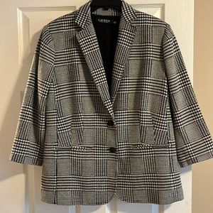Lauren brand Plaid & Houndstooth size 14W blazer with a black liner